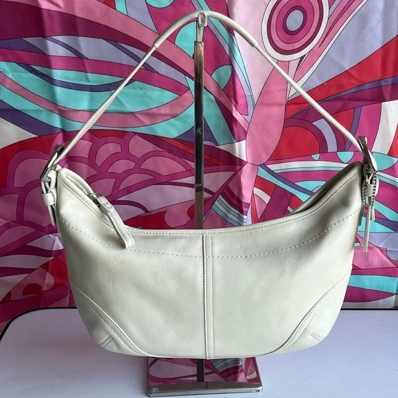 VINTAGE COACH SOHO CREAM/BEIGE HOBO LEATHER SHOULDER SHOULDER BAG  9464 - Picture 4 of 15